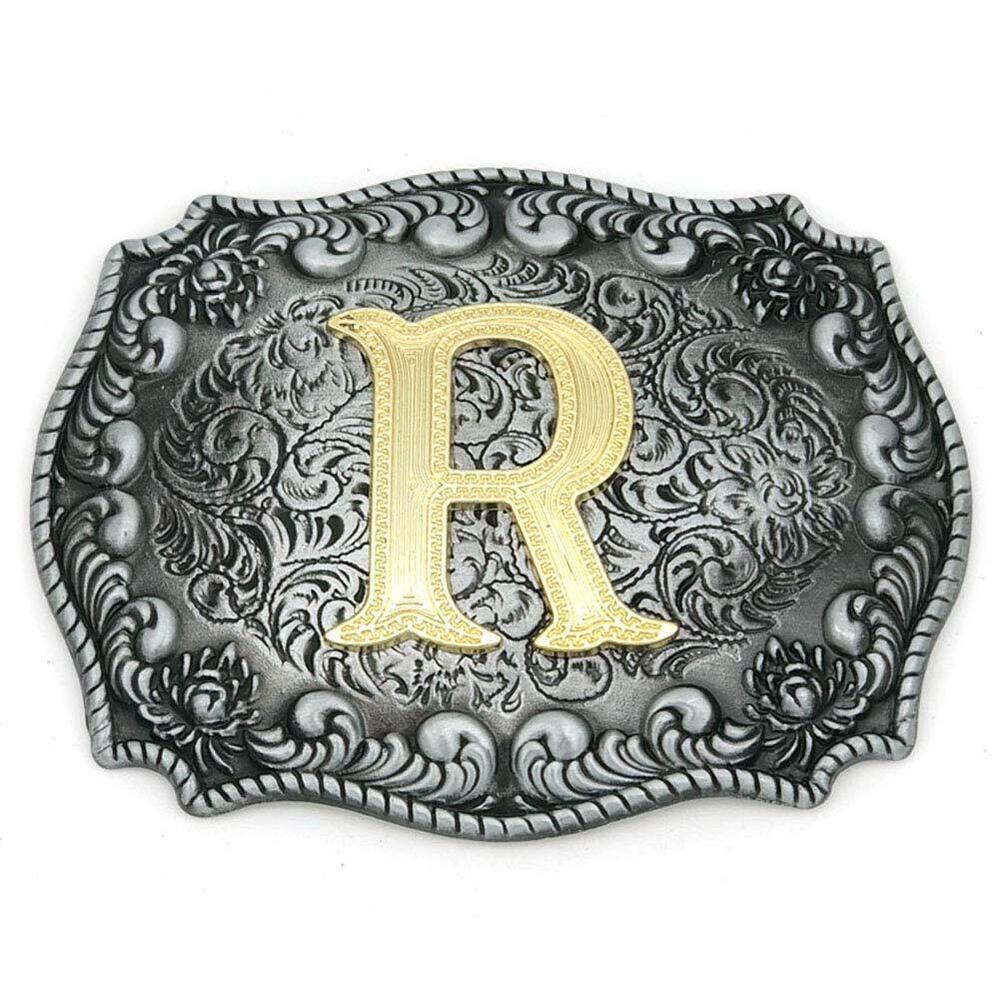 6006 Western Belt Buckle Initial Letters ABCDEFG to Y-Cowboy Rodeo Silver